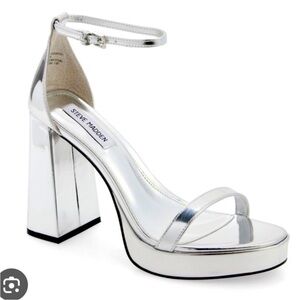 Steve Madden Metallic Silver Block Heels